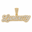 Custom name iced pendant, Gold finish (illustrative finish image)