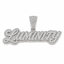 Custom name iced pendant, White Gold finish (illustrative finish image)