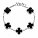 925 Clover Bracelet, black enamel, 925 Sterling Silver finish
