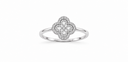 Clover Ring crystal colour, white gold finish; solid white gold shank