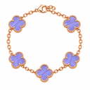 925 Clover Bracelet Chalcedony Rose Gold Plated