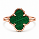 Clover Ring, Green colour, Rose Gold finish