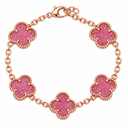 925 Clover Bracelet Rose Pink Rose Gold Plated