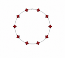 AI-generated illustrative product image for 925 10 Clover Necklace: red enamel clover necklace in 925 sterling silver