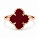 Clover Ring, Red colour, Rose Gold finish