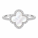 Clover Ring, White Mother of Pearl colour, White Gold finish