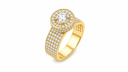 AI-generated illustrative Gold finish for ICED CIRCLE RING; verify finish against the physical product.