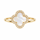Clover Ring, White Mother of Pearl colour, Gold finish