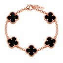 925 Clover Bracelet, black enamel, Rose Gold Plated finish
