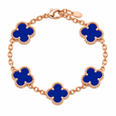 925 Clover Bracelet Blue enamel Rose Gold Plated finish
