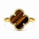 Clover Ring, Brown colour, Gold finish