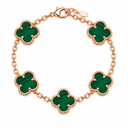 925 Clover Bracelet Green Rose Gold Plated