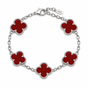 925 Clover Bracelet Red enamel 925 Sterling Silver finish