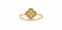 Clover Ring crystal colour, gold finish; solid gold shank