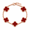 925 Clover Bracelet Red enamel Rose Gold Plated finish