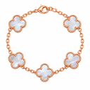 925 Clover Bracelet Grey Mother of Pearl Rose Gold Plated