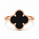 Clover Ring, Black colour, Rose Gold finish