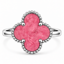 Clover Ring, Pink colour, White Gold finish