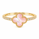 Clover Ring, Pink Mother of Pearl colour, Gold finish