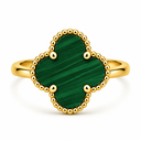 Clover Ring, Green colour, Gold finish