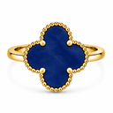 Clover Ring, Blue colour, Gold finish