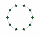 AI-generated illustrative product image for 925 10 Clover Necklace: green enamel clover necklace in 925 sterling silver