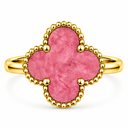 Clover Ring, Pink colour, Gold finish