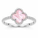 Clover Ring, Pink Mother of Pearl colour, White Gold finish