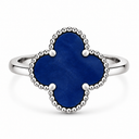 Clover Ring, Blue colour, White Gold finish