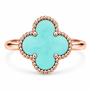 Clover Ring, Tiffany Blue colour, Rose Gold finish