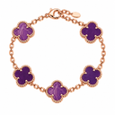 925 Clover Bracelet Violet Rose Gold Plated