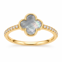 Clover Ring, Grey Mother of Pearl colour, Gold finish