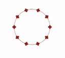 AI-generated illustrative product image for 925 10 Clover Necklace: red enamel clover necklace in 925 sterling silver with rose gold plating