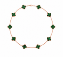 AI-generated illustrative product image for 925 10 Clover Necklace: green enamel clover necklace in 925 sterling silver with rose gold plating