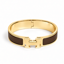 AI-generated illustrative H Gold Bracelet in Dark Brown enamel with Gold finish