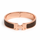 AI-generated illustrative H Gold Bracelet in Dark Brown enamel with Rose Gold finish