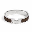 AI-generated illustrative H Gold Bracelet in Dark Brown enamel with Silver finish