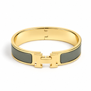 AI-generated illustrative H Gold Bracelet in Grey enamel with Gold finish