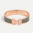 AI-generated illustrative H Gold Bracelet in Grey enamel with Rose Gold finish