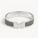 AI-generated illustrative H Gold Bracelet in Grey enamel with Silver finish