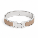 AI-generated illustrative H Gold Bracelet in Light Brown enamel with Silver finish