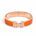AI-generated illustrative H Gold Bracelet in Orange enamel with Rose Gold finish