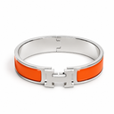 AI-generated illustrative H Gold Bracelet in Orange enamel with Silver finish