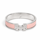 AI-generated illustrative H Gold Bracelet in Pink enamel with Silver finish