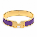 AI-generated illustrative H Gold Bracelet in Purple enamel with Gold finish
