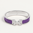 AI-generated illustrative H Gold Bracelet in Purple enamel with Silver finish