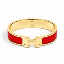 AI-generated illustrative H Gold Bracelet in Red enamel with Gold finish