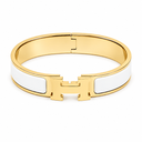 AI-generated illustrative H Gold Bracelet in White enamel with Gold finish