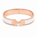 AI-generated illustrative H Gold Bracelet in White enamel with Rose Gold finish