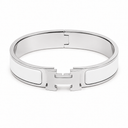 AI-generated illustrative H Gold Bracelet in White enamel with Silver finish